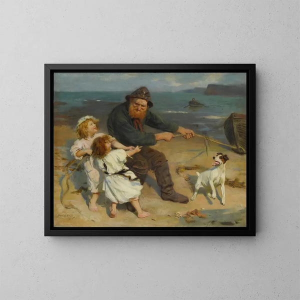 Eine Hafenansichtsszene - Arthur John Elsley — gerahmtes Bild an der Wand