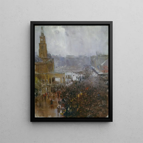 Funérailles des pompiers, rue George - Arthur Streeton — gerahmtes Bild an der Wand
