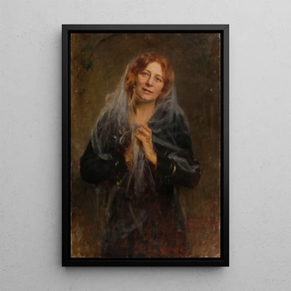 Arthur Von Ferraris - Bildnis einer Dame mit Schleier Die Gattin des Knstlers.webp