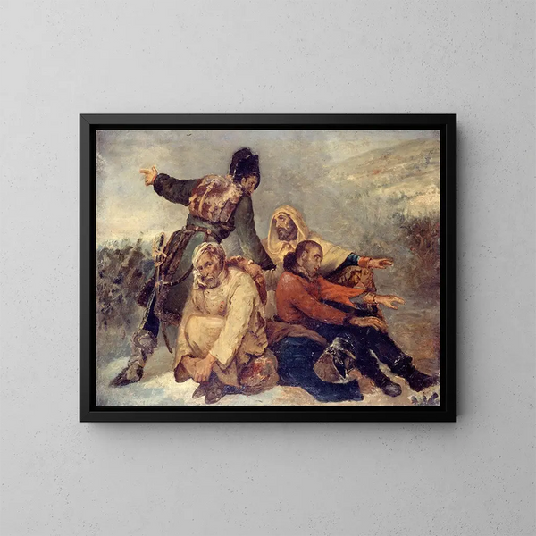 Vier Soldaten der Armee auf der Flucht - Ary Scheffer — gerahmtes Bild an der Wand
