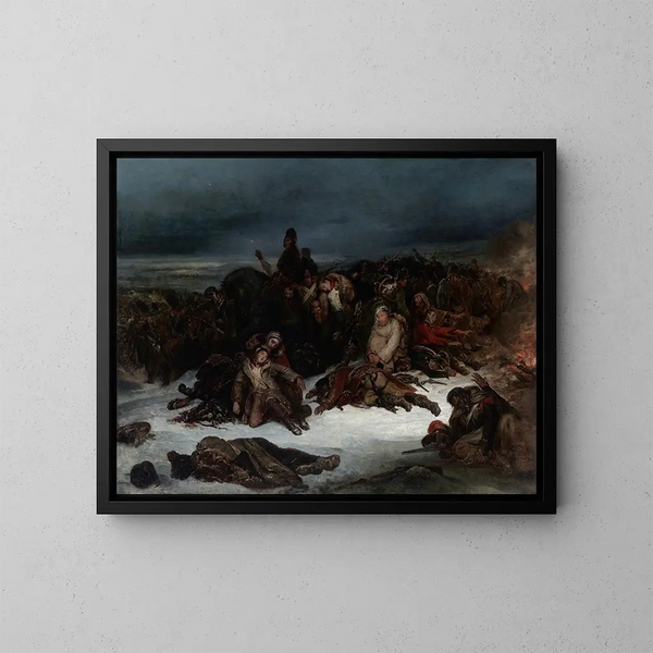 Die Rückzug der Napoleon-Armee aus Russland im Jahr 1812 - Ary Scheffer — gerahmtes Bild an der Wand