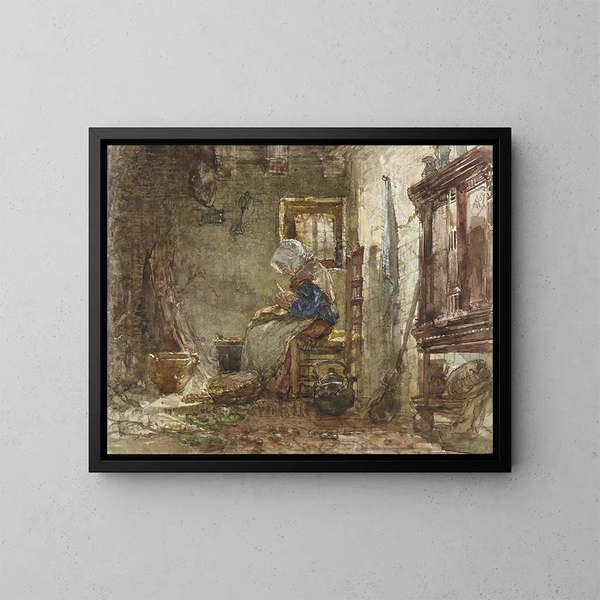 Kartoffelschäler-Gemälde - August Allebé — gerahmtes Bild an der Wand