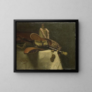Natur stillleben mit orientalischen Hausschuhen - August Allebé — gerahmtes Bild an der Wand