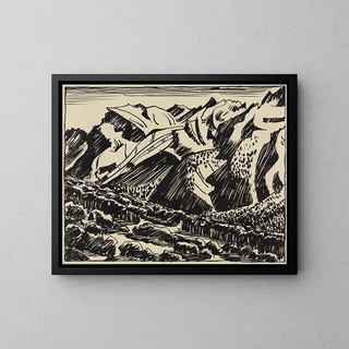 Bergell-Gemälde mit Berglandschaft - August Babberger — gerahmtes Bild an der Wand