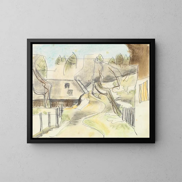 Winter vor dem Haus - August Babberger — gerahmtes Bild an der Wand