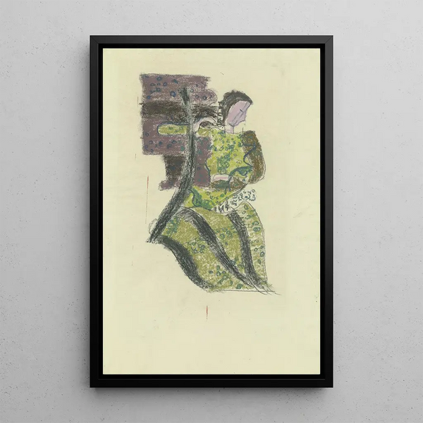 Figur weiblich nach rechts - August Babberger — gerahmtes Bild an der Wand