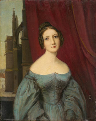 August Bootz - Maria Magdalena von Kachthaler in front of Freiburg Cathedral.webp