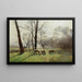Berger mit seiner Herde im Abendlicht - August Fink — gerahmtes Bild an der Wand