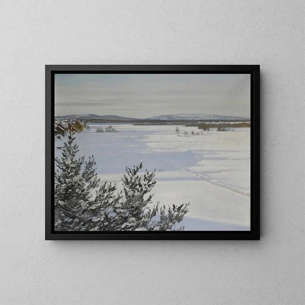 Schneelandschaft - August Hagborg — gerahmtes Bild an der Wand