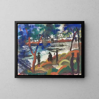 Fischer am Flussufer - August Macke — gerahmtes Bild an der Wand