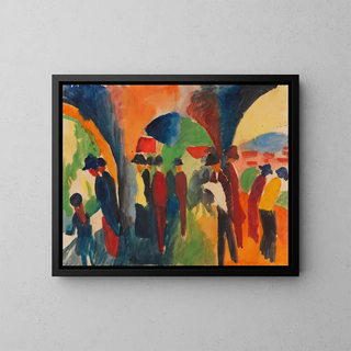 Unter den Arkaden von Thun, ein Spaziergangsmotiv - August Macke — gerahmtes Bild an der Wand