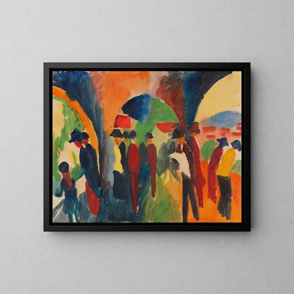 Unter den Arkaden von Thun, ein Spaziergangsmotiv - August Macke — gerahmtes Bild an der Wand