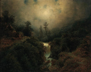 romantisches Mondlandschaft mit einem Reisenden - August Piepenhagen — Ansicht des Kunstwerks