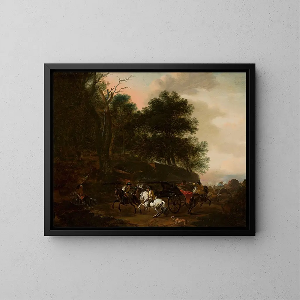 Angriff auf Reisende - August Querfurt — gerahmtes Bild an der Wand