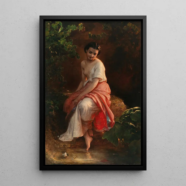 Reproduktion des Gemäldes Eine Frau beim Baden - August Riedel