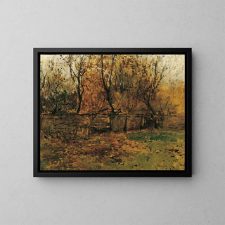 Der Garten des Malers Franz von Lenbach in München - August von Pettenkofen — gerahmtes Bild an der Wand