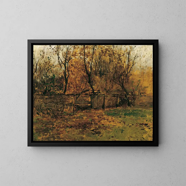 Der Garten des Malers Franz von Lenbach in München - August von Pettenkofen — gerahmtes Bild an der Wand