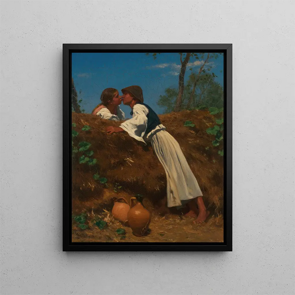 Der Kuss II - August von Pettenkofen — gerahmtes Bild an der Wand