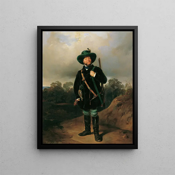 Josef Strommer in der Rolle eines Jägers - August von Pettenkofen — gerahmtes Bild an der Wand