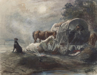 Nacht in einem Wohnwagen - August von Pettenkofen — Ansicht des Kunstwerks
