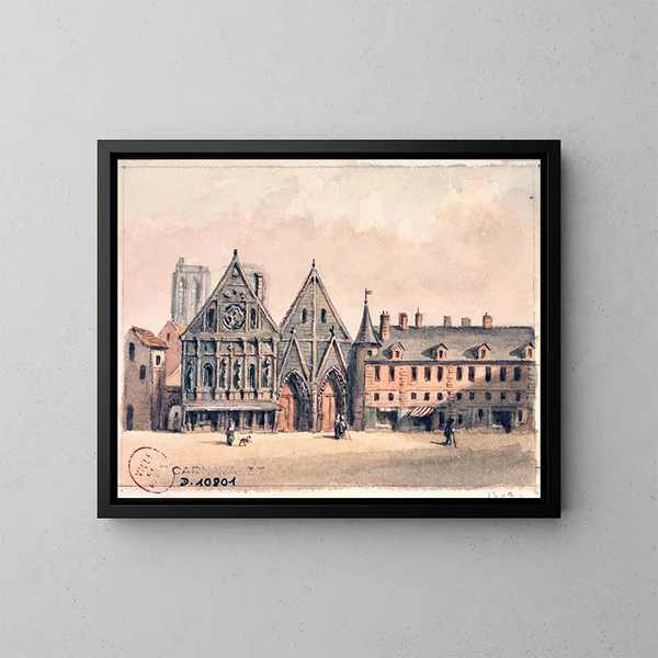 Hôtel-Dieu vor dem Brand - Auguste Sébastien Bénard — gerahmtes Bild an der Wand