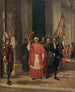 Kardinale, die nach einem Audienz des Heiligen Vaters durch die Schweizer Tür aus dem Vatikan kommen - Auguste Dutuit — Ansicht des Kunstwerks