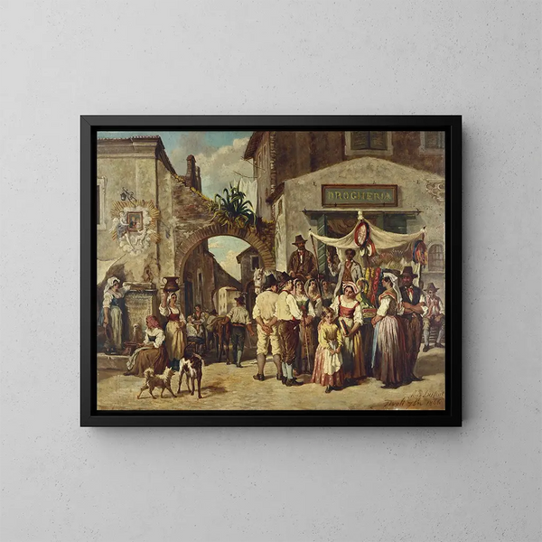 Marchands ambulants à Tivoli - Auguste Dutuit — gerahmtes Bild an der Wand
