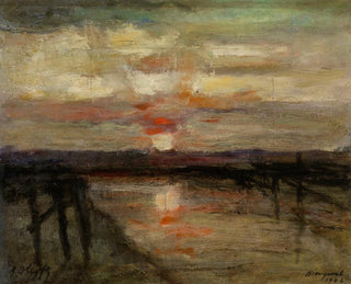 Sonnenuntergang in Nieuwpoort - Auguste Oleffe — Ansicht des Kunstwerks