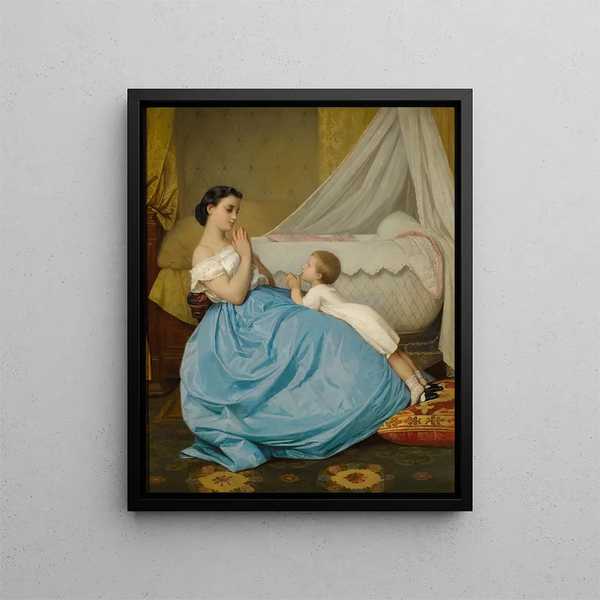 Die Gebetsszene - Auguste Toulmouche — gerahmtes Bild an der Wand