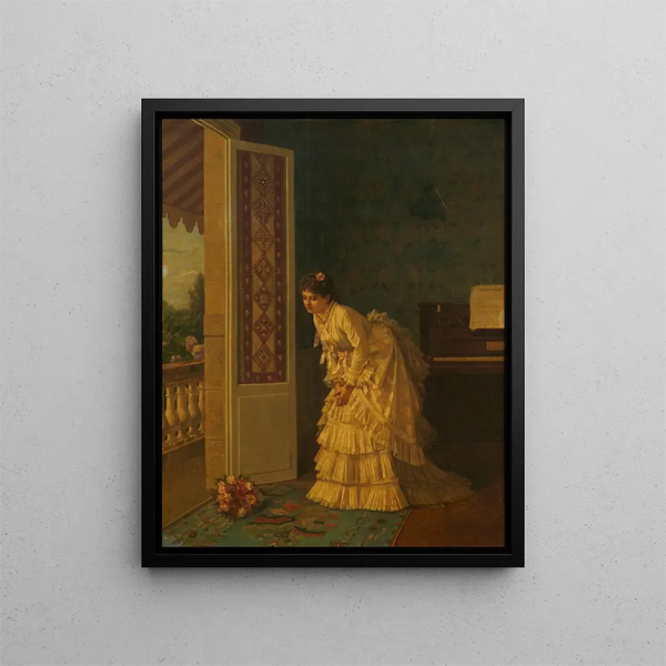 Der Überraschungsstrauß - Auguste Toulmouche — gerahmtes Bild an der Wand