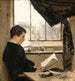 L Selbstporträt beim Lesen im Atelier, auch bekannt als L'Étudiant - Émile Friant — Ansicht des Kunstwerks