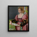 Portrait einer Frau mit einem Musikbuch - Bacchiacca — gerahmtes Bild an der Wand