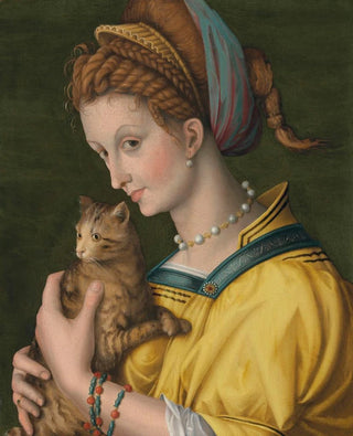 Bacchiacca - Portrait of a young lady holding a cat.webp