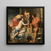Bacchus auf einem Thron, Nymphen, die Bacchus Wein und Früchte anbieten - Caesar Van Everdingen — gerahmtes Bild an der Wand