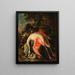 Jagdhunde mit einem Flamingo und anderem Wild in einer Landschaft - Baldassare de Caro — gerahmtes Bild an der Wand