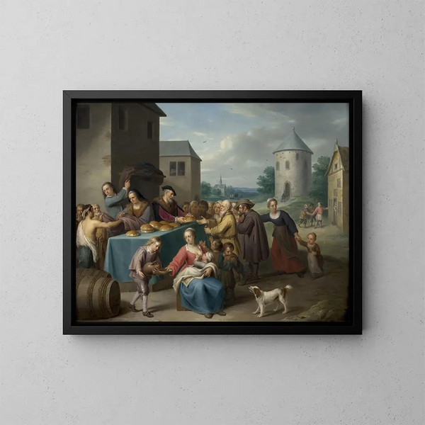 Die Sieben Werke der Barmherzigkeit - Balthasar Beschey — gerahmtes Bild an der Wand