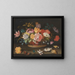 Blumen in einem Weidenkorb auf einem Tisch - Balthasar van der Ast — gerahmtes Bild an der Wand