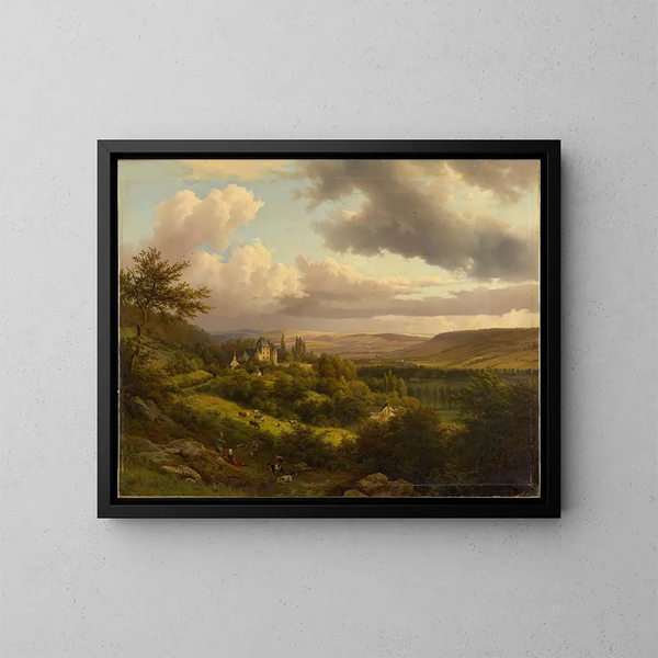Luxemburger Landschaftsgemälde mit Blick auf die Burg Berg - Barend Cornelis Koekkoek — gerahmtes Bild an der Wand