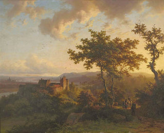Barend Cornelis Koekkoek - Paysage bois avec un chteau.webp