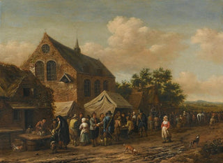 Ein Dorflandmarkt in der Nähe einer Kirche - Barent Gael — Ansicht des Kunstwerks