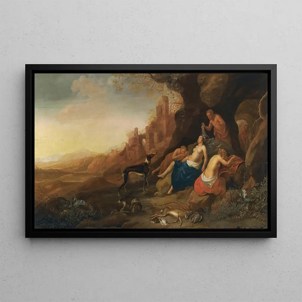 Bartholomeus Breenbergh - Diana And Her Nymphs Resting After A Hunt With Two Satyrs Spying On Them.webp