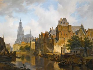 Eine Capriccio-Ansicht des Hofvijver in Den Haag - Bartholomeus Johannes van Hove — Ansicht des Kunstwerks