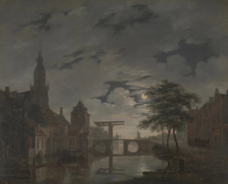 Stadt niederländisch im Mondlicht - Bartholomeus Johannes van Hove — Ansicht des Kunstwerks