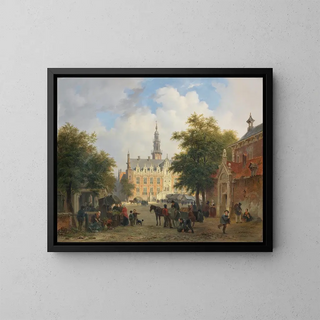 Straßenszene in Amsterdam - Bartholomeus Johannes van Hove — gerahmtes Bild an der Wand