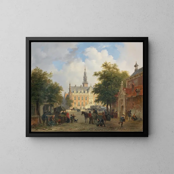Straßenszene in Amsterdam - Bartholomeus Johannes van Hove — gerahmtes Bild an der Wand