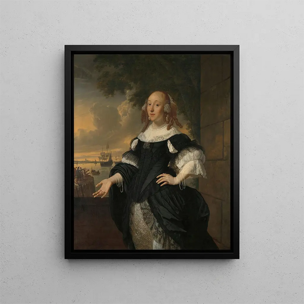 Geertruida den Dubbelde 1647-84 Ehefrau von Aert van Nes - Bartholomeus van der Helst — gerahmtes Bild an der Wand