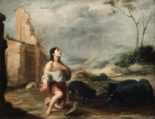 Der verlorene Sohn, der Schweine füttert - Bartolomé Esteban Murillo — Ansicht des Kunstwerks