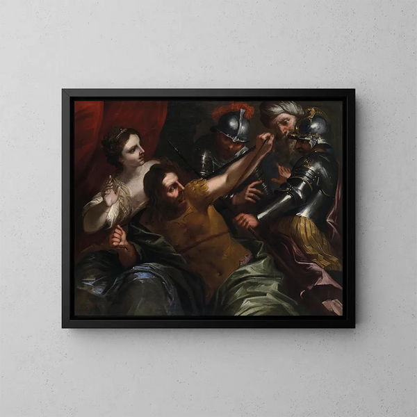 Samson und Dalila - Bartolomeo Biscaino — gerahmtes Bild an der Wand