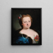 Portrait einer Frau in Brustbild, gekleidet in ein weißes, besticktes Kleid und einen mit blauer Fell gefütterten Umhang - Bartolomeo Nazari — gerahmtes Bild an der Wand