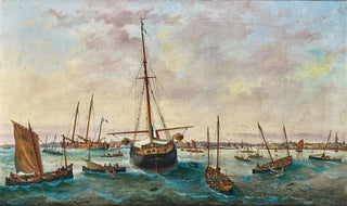 Basilio Ivankovic - French Sailing Ships amidst Numerous Fishing Boats off the French Coast.webp